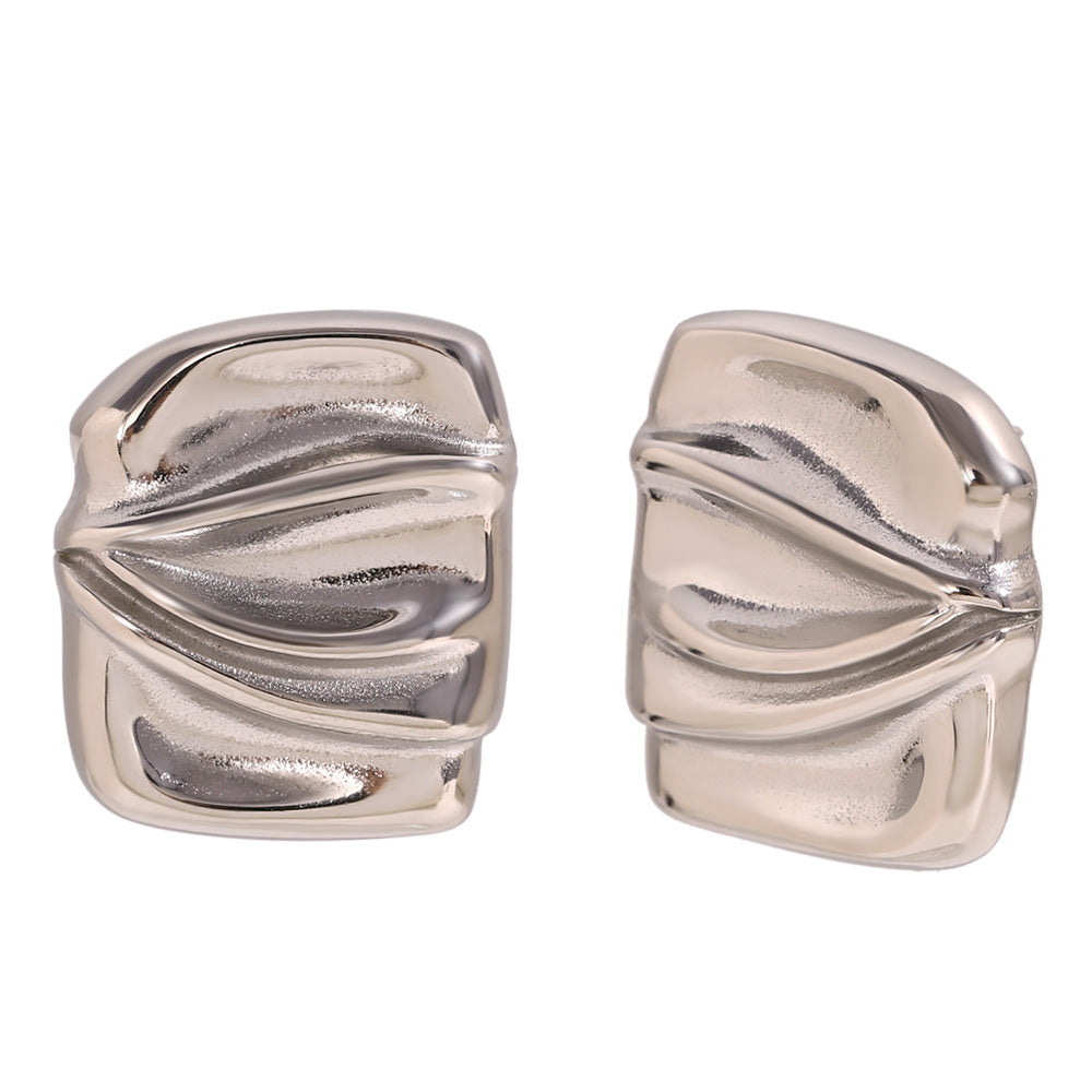 Orecchini a perno geometrici irregolari da donna in stile francese vintage, realizzati in acciaio inossidabile con placcatura in oro 18 carati
