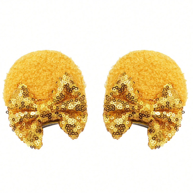 Fermaglio per capelli a fiocco per bambini con design 3D di Topolino, fermaglio a becco d'anatra impreziosito da strass, accessorio per capelli in resina stile naturale per bambini dai 3 ai 10+ anni
