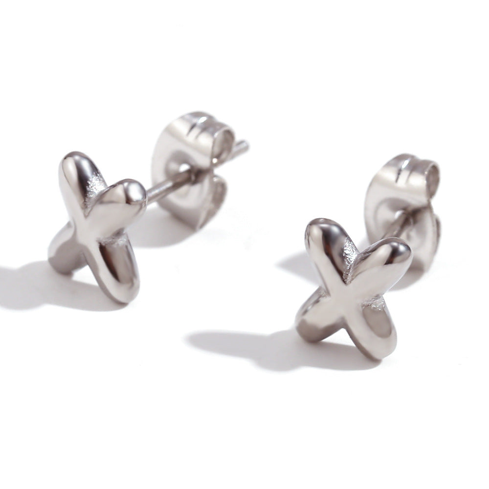 Orecchini a perno da donna con lettera geometrica moderna minimalista in acciaio al titanio placcato oro 18K