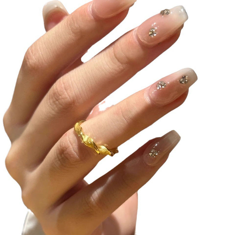 Anello aperto di lusso minimalista geometrico da donna in rame placcato oro