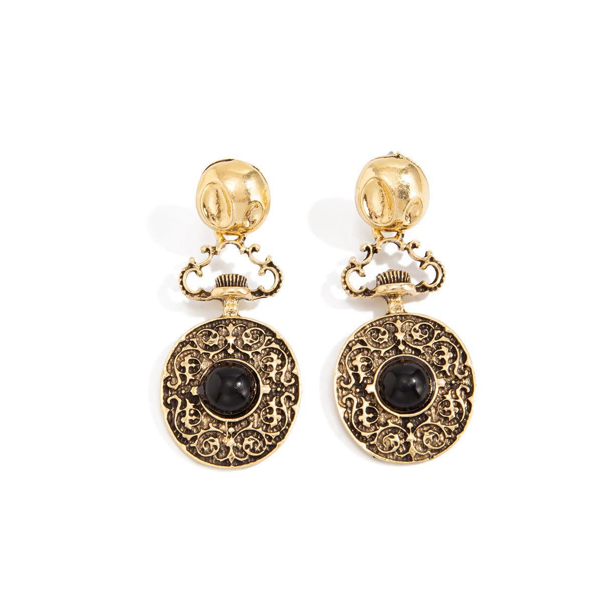 Vintage Geometric Floral Hollow Rhinestone Pearl Acrylic Plated Zinc Alloy Long Tassel Earrings for Women
