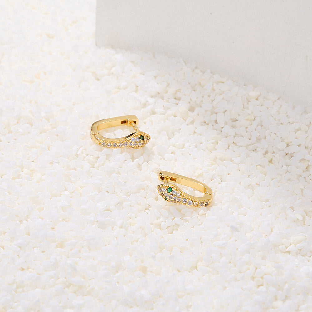 Casual Gold Plated Brass Geometric Earrings with Cubic Zirconia and Stainless Steel Posts