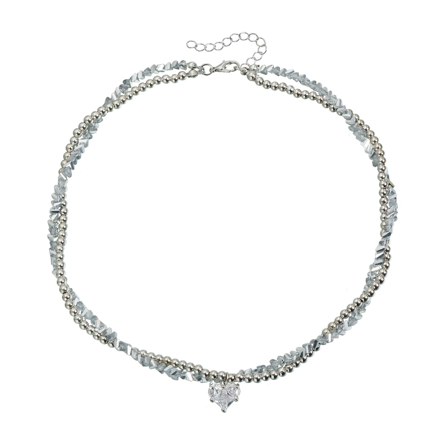 Elegant Geometric Heart Triangle Crystal Cubic Zirconia Alloy Necklace for Women