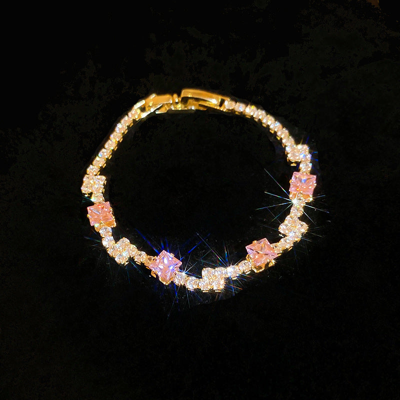 Elegant Gold Plated Brass Butterfly Floral Cubic Zirconia Bracelet for Women