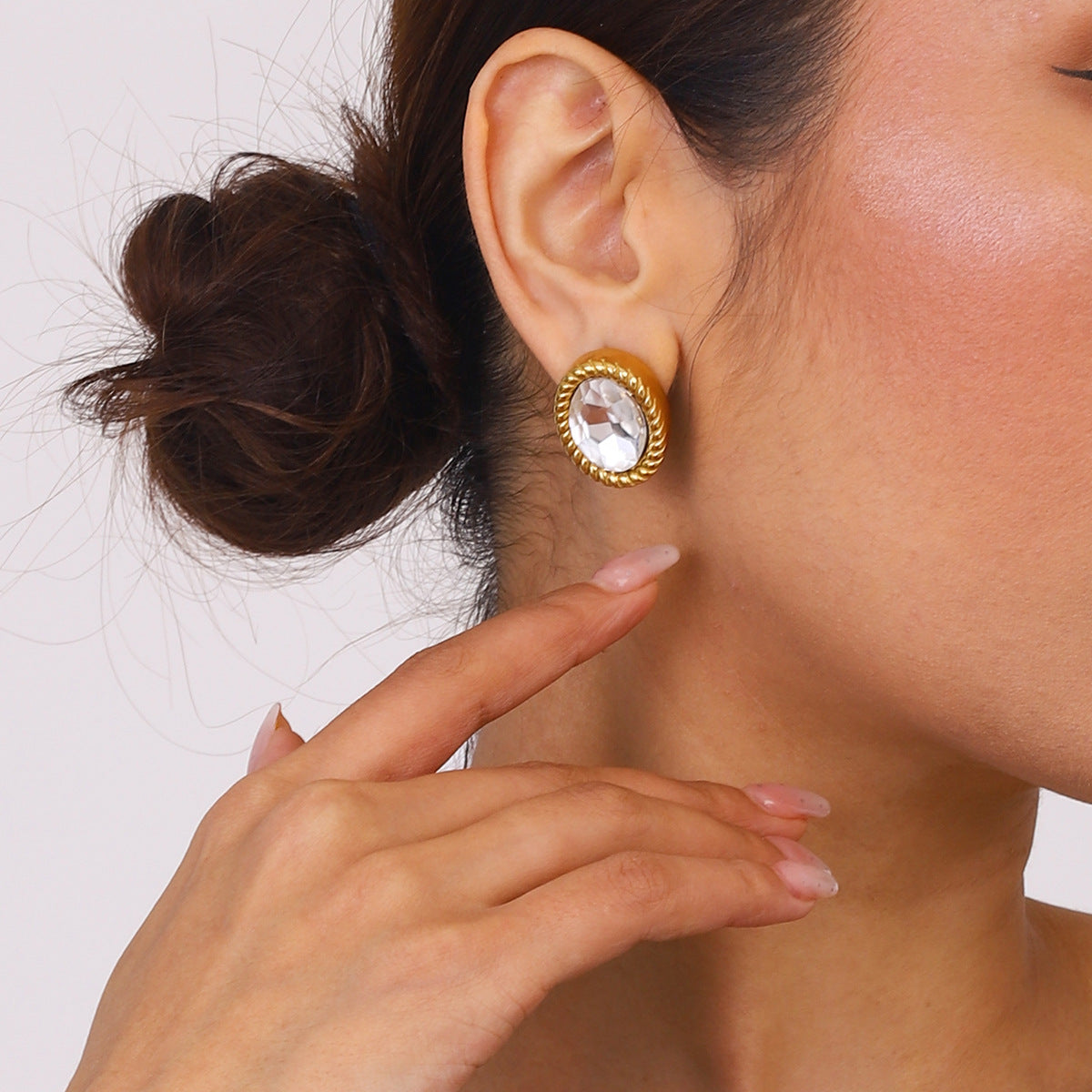 Pendientes de acero inoxidable geométricos con acabado chapado para mujer, aretes minimalistas de moda vanguardista