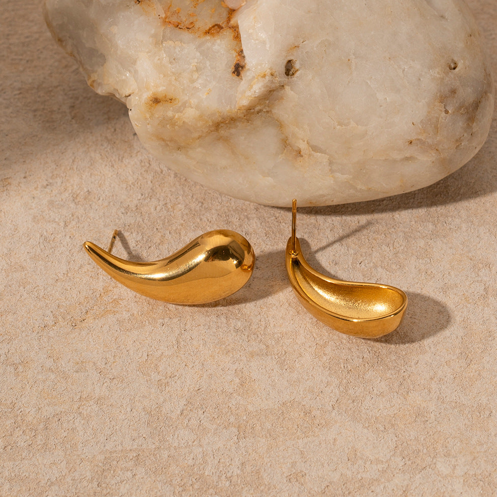 Minimalist Geometric Stainless Steel Earrings with 18K Gold Plating for Women