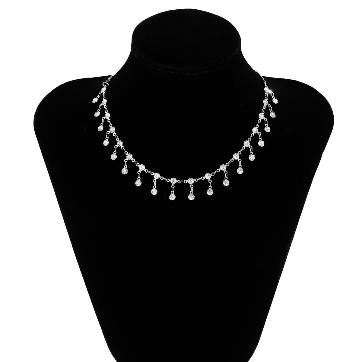 Cadena Corporal de Bikini Geométrica Minimalista para Mujer con Acentos de Pedrería y Detalle de Borla en Metal