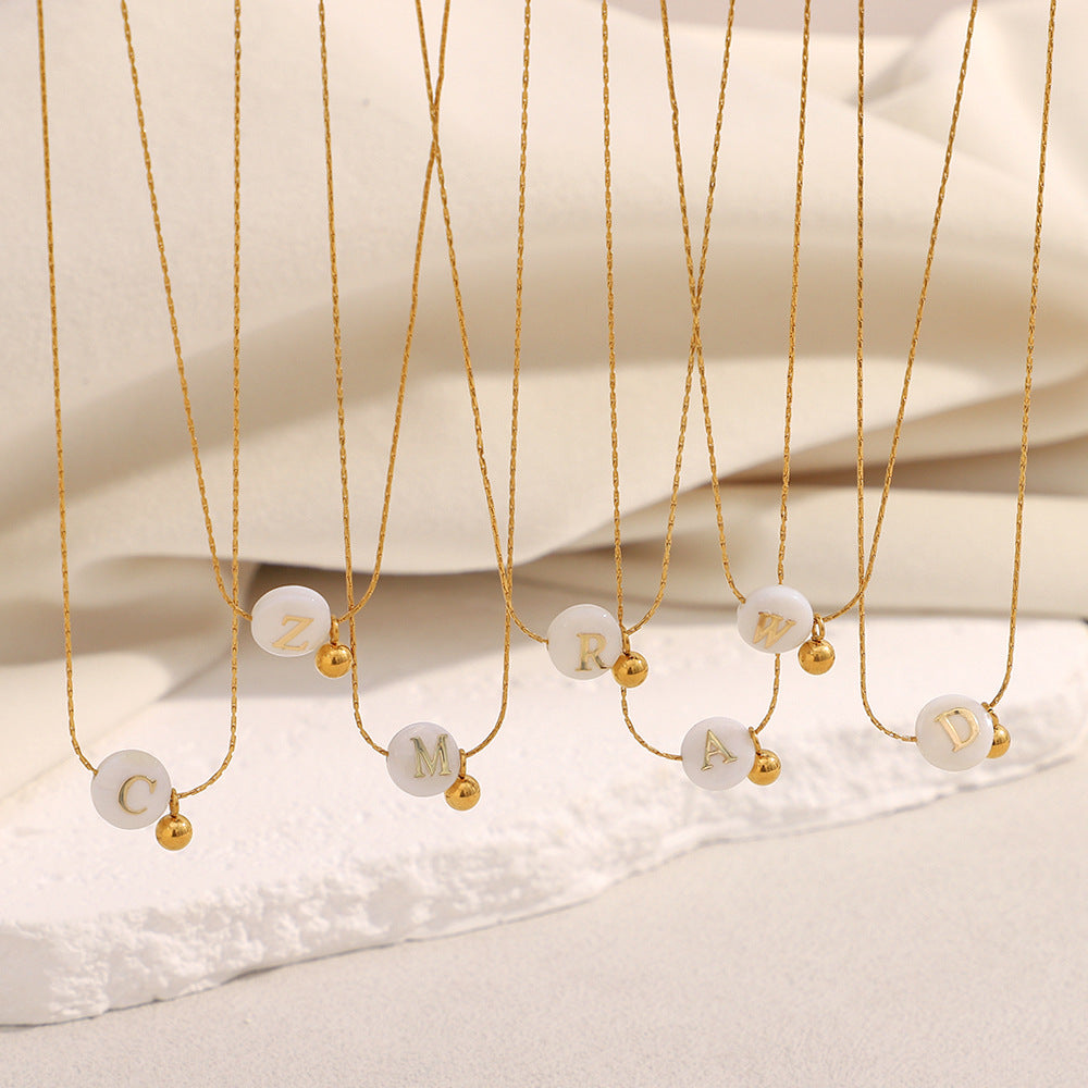 Fashionable OL Style Letter-Shaped Stainless Steel Necklace with 18K Gold Plating for Women