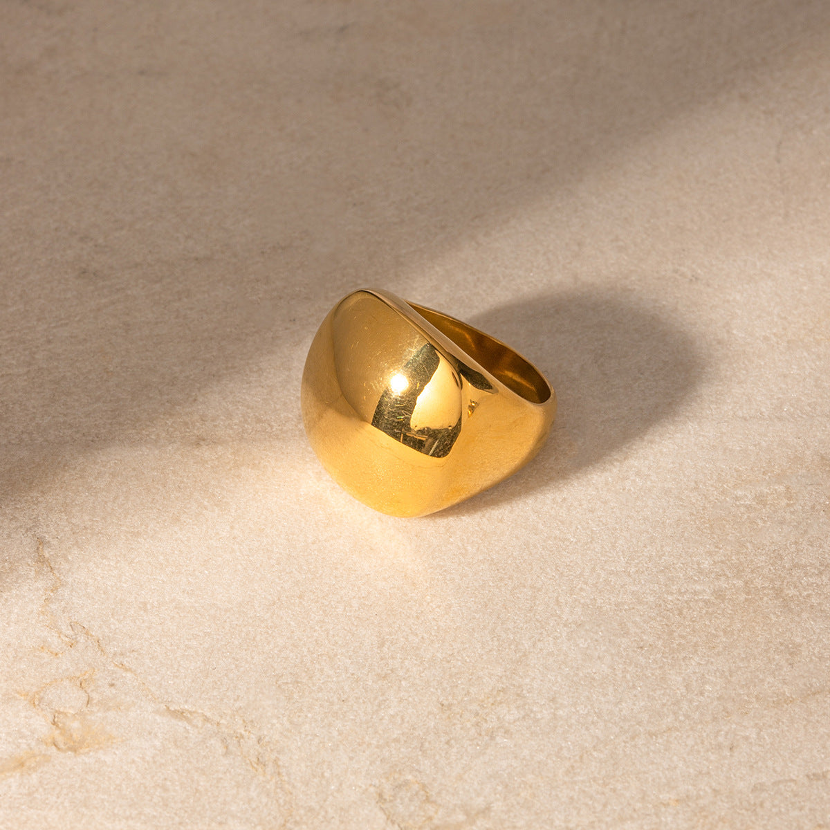 Anello quadrato geometrico da donna in acciaio inossidabile placcato oro 18 carati stile Ins minimalista