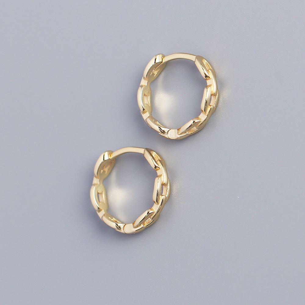 Minimalist Cold-Tone Silver Ear Cuffs with Metal Chain Design for Women S925 Sterling Silver Electroplated Earrings
