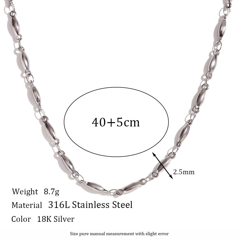 Conjunto de collar y pulsera hechos a mano para mujer de acero inoxidable chapado en oro de 18 quilates con diseño geométrico minimalista