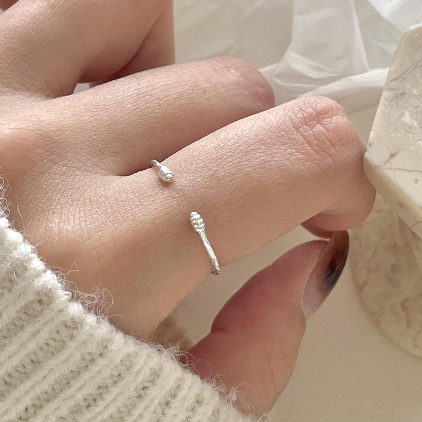 Anillo Abierto Geométrico Minimalista de Plata de Ley 925 para Mujer