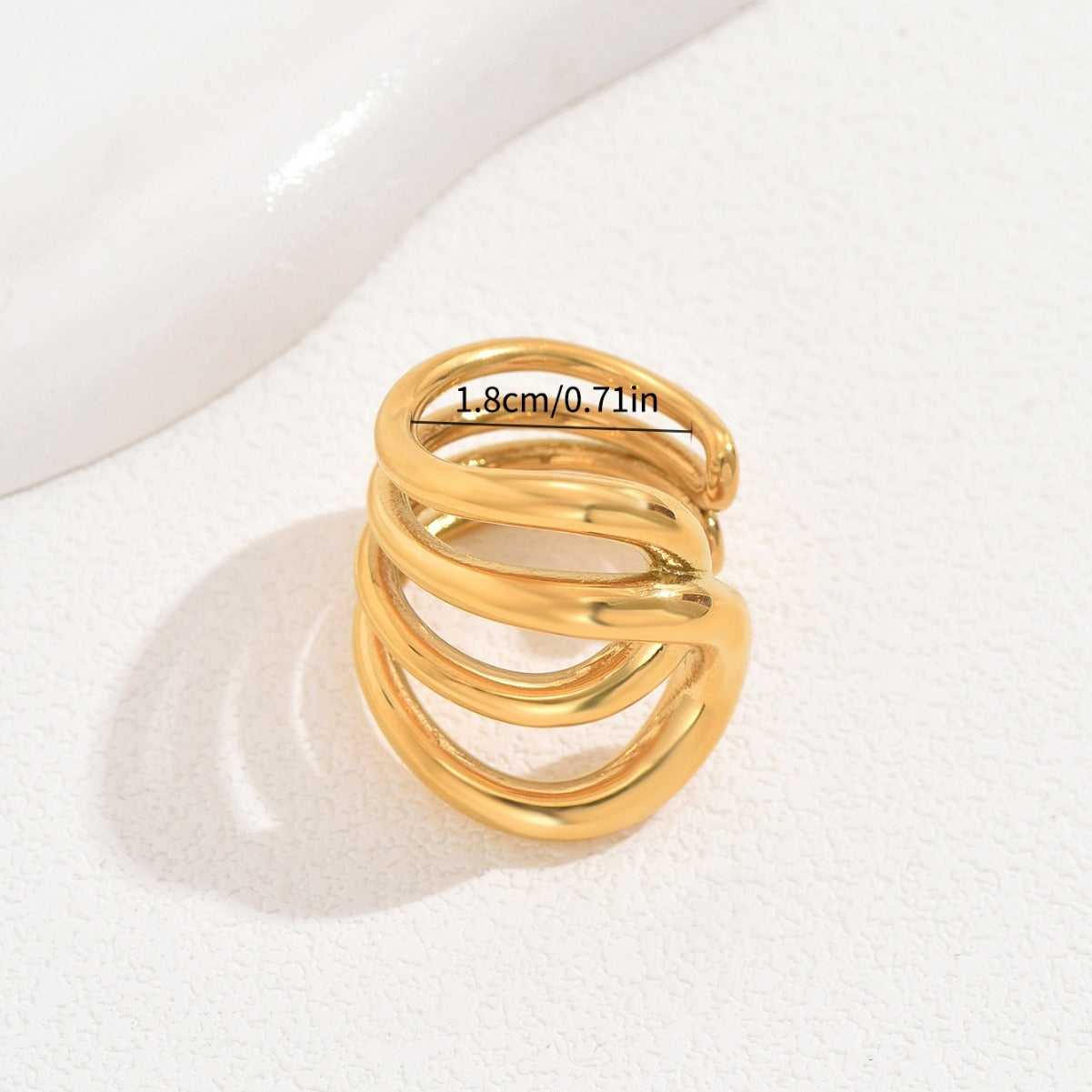 Minimalist Geometric Lightweight Luxury Adjustable Ring for Women with Copper Base and Plated Finish Multi-Layer Wrapped Band