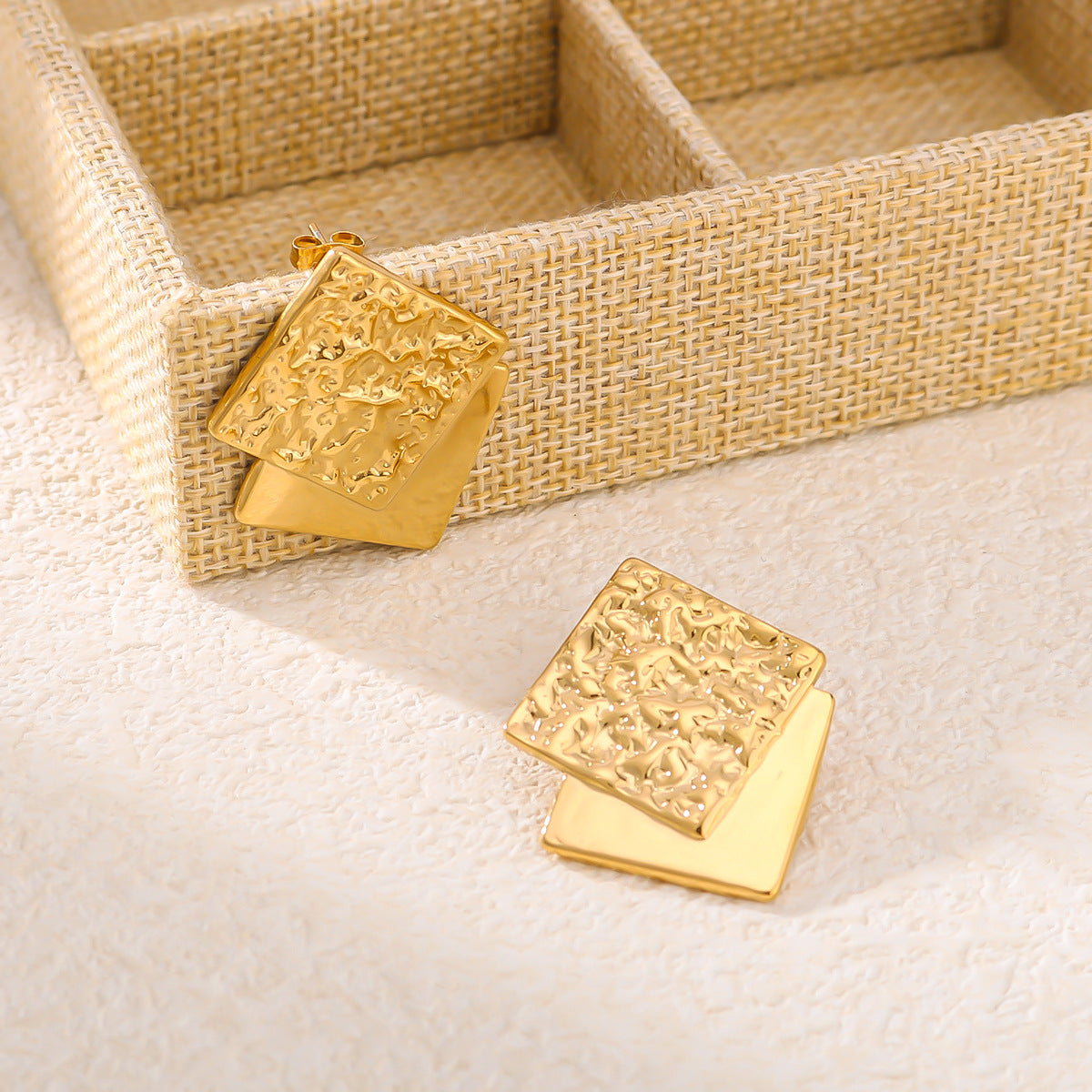 Minimalist Geometric Stainless Steel Earrings with 18K Gold Plating for Women