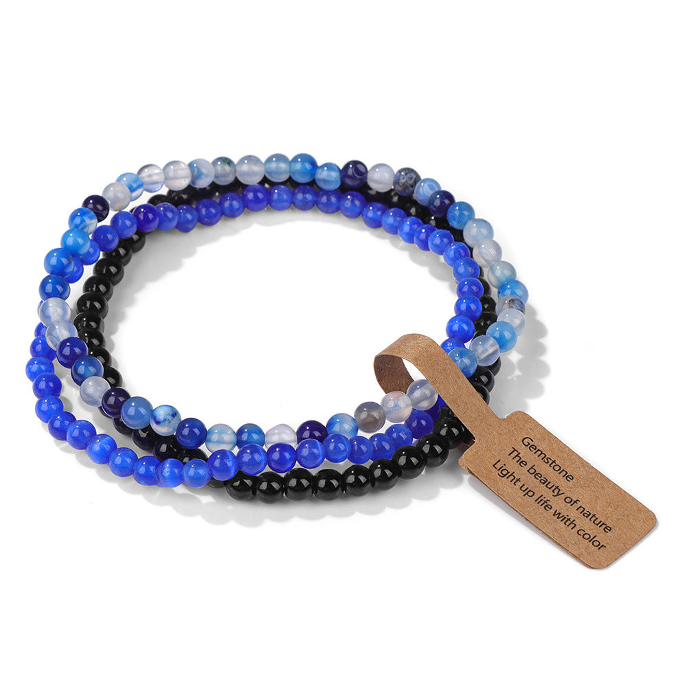 Vintage Geometric Agate Beaded Bracelet Unisex Natural Stone Jewelry