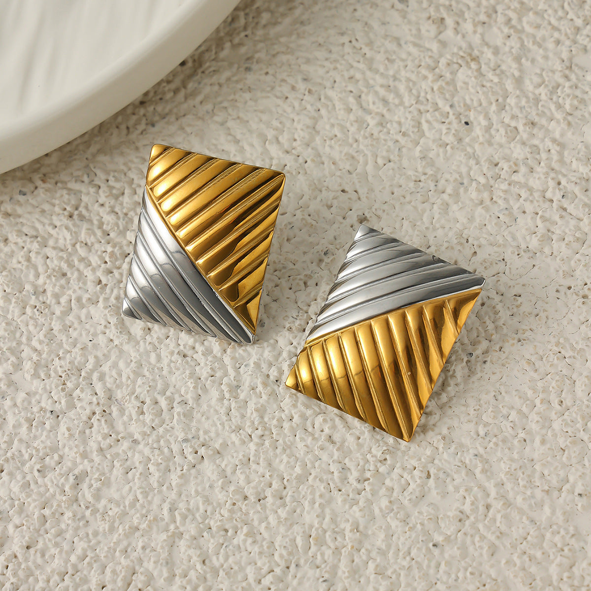 Punk Geometric Square Stainless Steel Earrings with 18K Gold PVD Plating