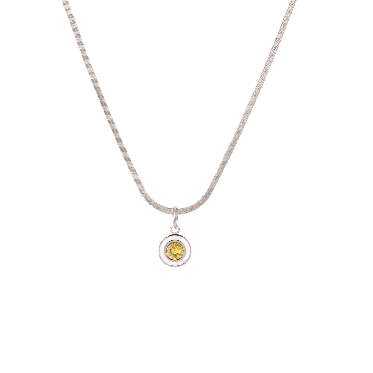 Collana minimalistica geometrica in acciaio inossidabile con intarsio di zirconi colorati per donna, catena clavicola galvanizzata