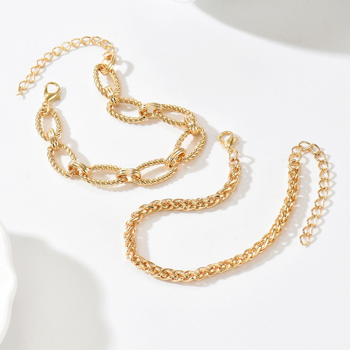 Streetwear Plated Iron Cuban Link Figaro Rope Chain Bracelet Set for Unisex