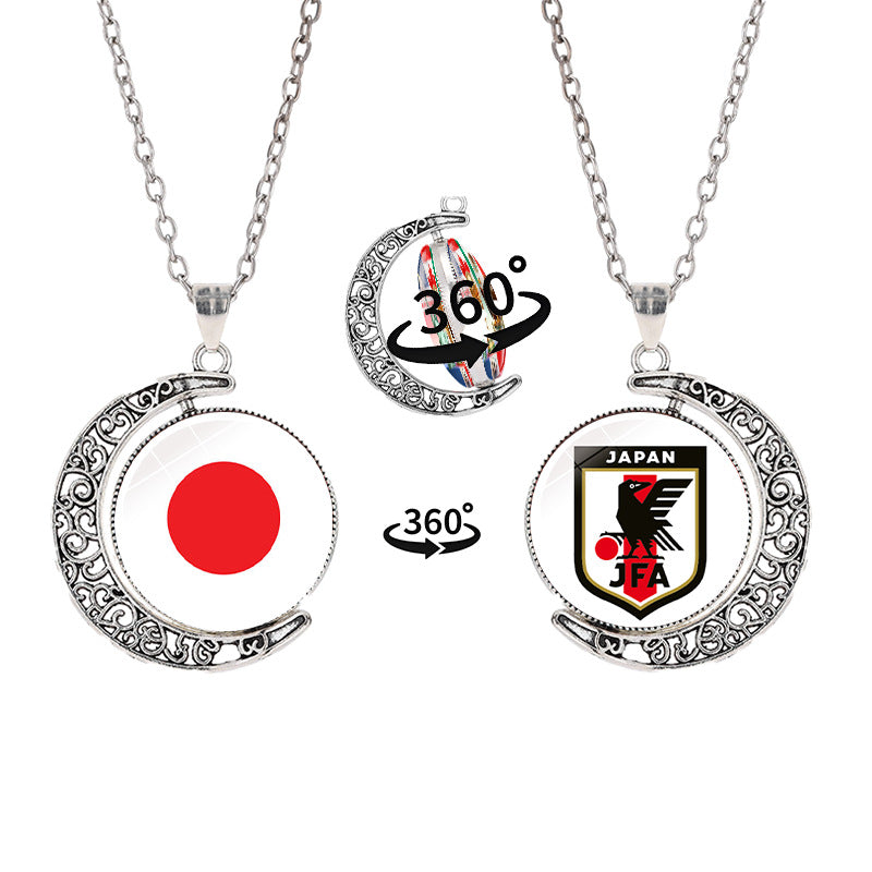 Collana a pendente a mezzaluna geometrica sportiva in lega con finitura galvanizzata per abbigliamento casual unisex