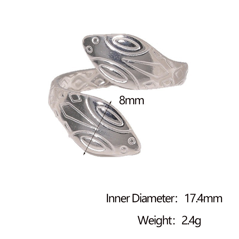 Anello aperto a serpente minimalista in acciaio inossidabile placcato oro 18 carati da donna, gioielli con animali zodiacali