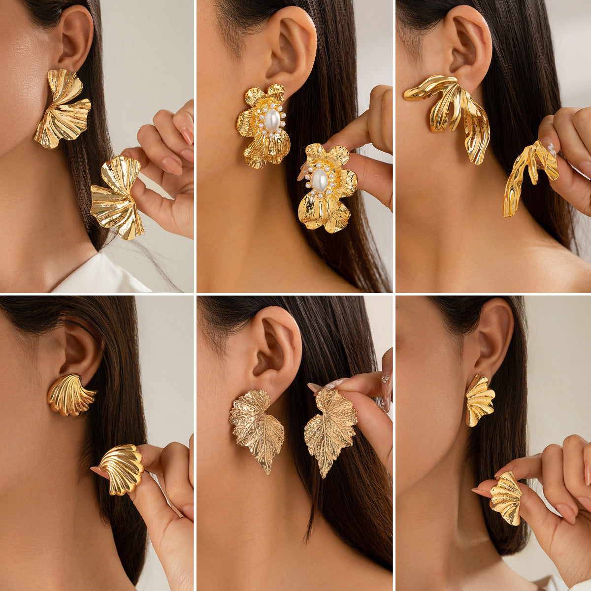 Exaggerated Streetwear Zinc Alloy Plated Ginkgo Leaf Earrings for Women