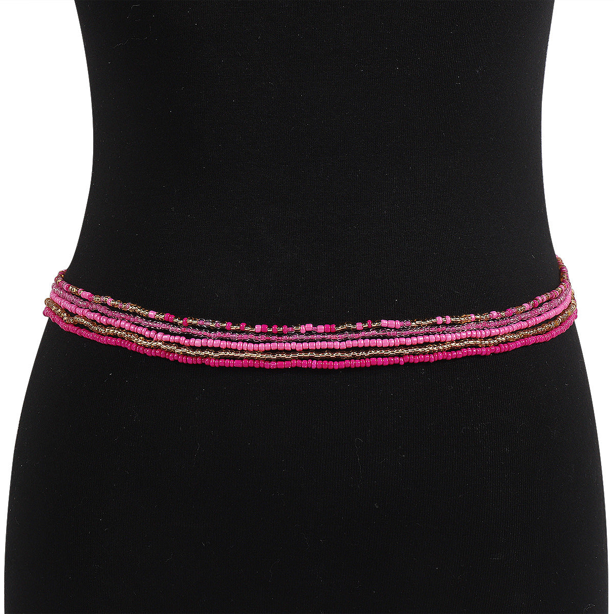 Cadena de cintura geométrica de estilo bohemio con cuentas para mujer con cuerda elástica y detalles hechos a mano