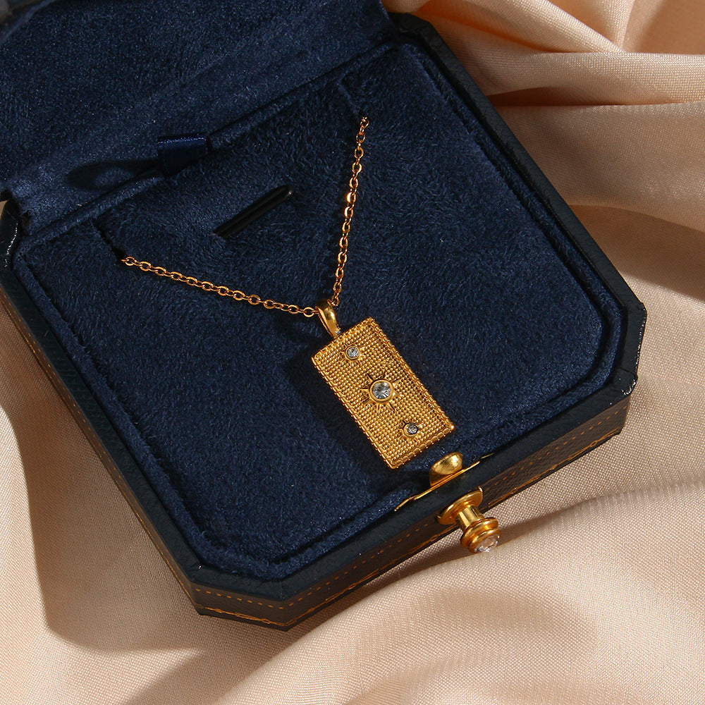 Collana con Pendente Girasole Geometrico Minimalista da Donna in Acciaio Inossidabile con Finitura Placcata