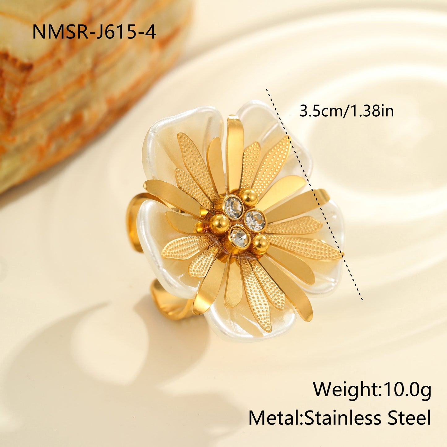 Dopamine Colorful Floral Stainless Steel Adjustable Ring for Women with Plated Finish