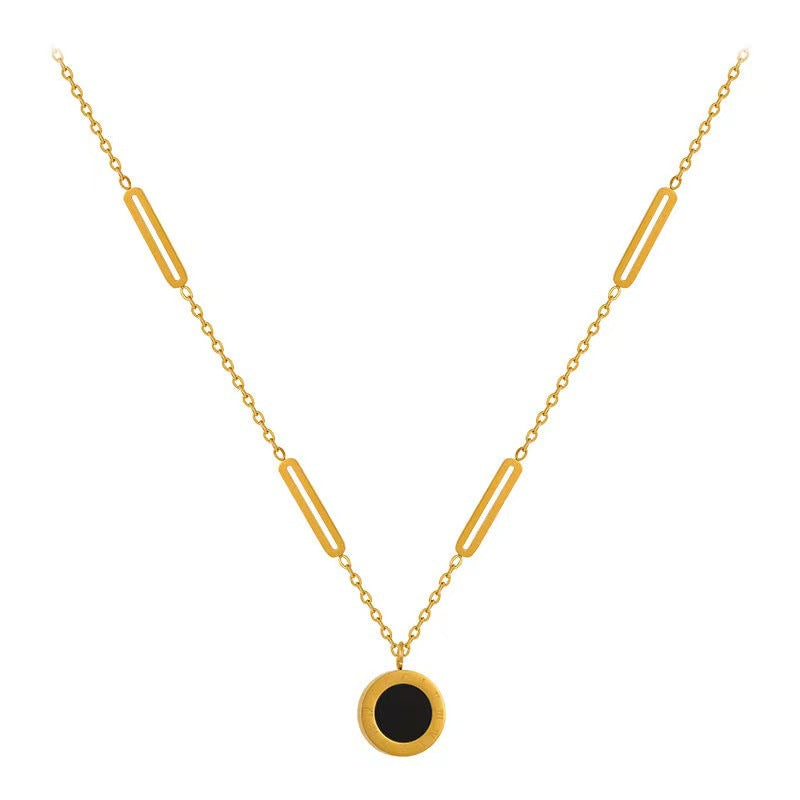Collana Minimalista in Acciaio al Titanio con Numeri Romani, Reversibile e Placcata Galvanicamente, per Uomo e Donna