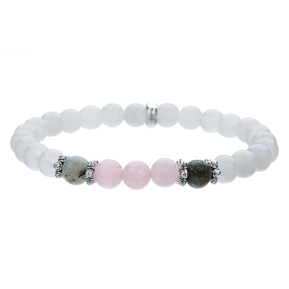 Bohemian Ethnic 8mm Round Natural Stone Stretch Bracelet with Buddha Element