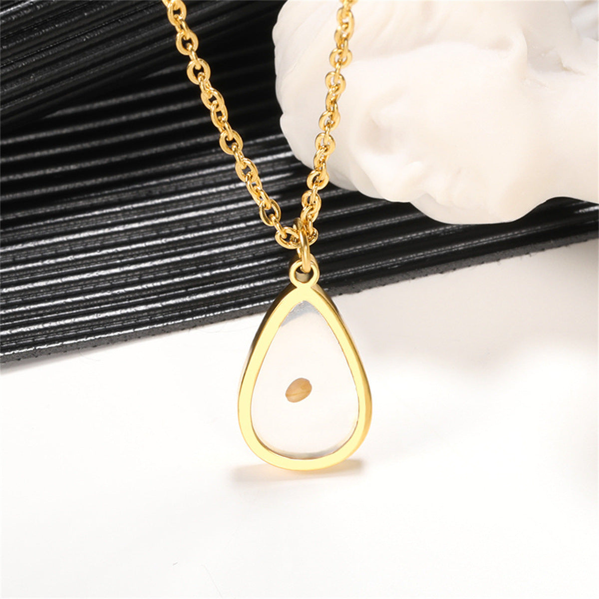 Minimalist Oval Time Pendant Necklace in Stainless Steel with Titanium Steel Charm and Electroplated Finish for Unisex Everyday Wear