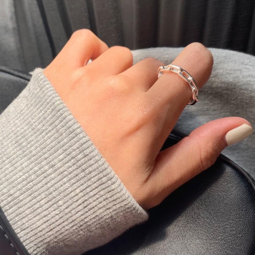 925 Sterling Silver Heart Geometric Knotted Hollow Ring for Women