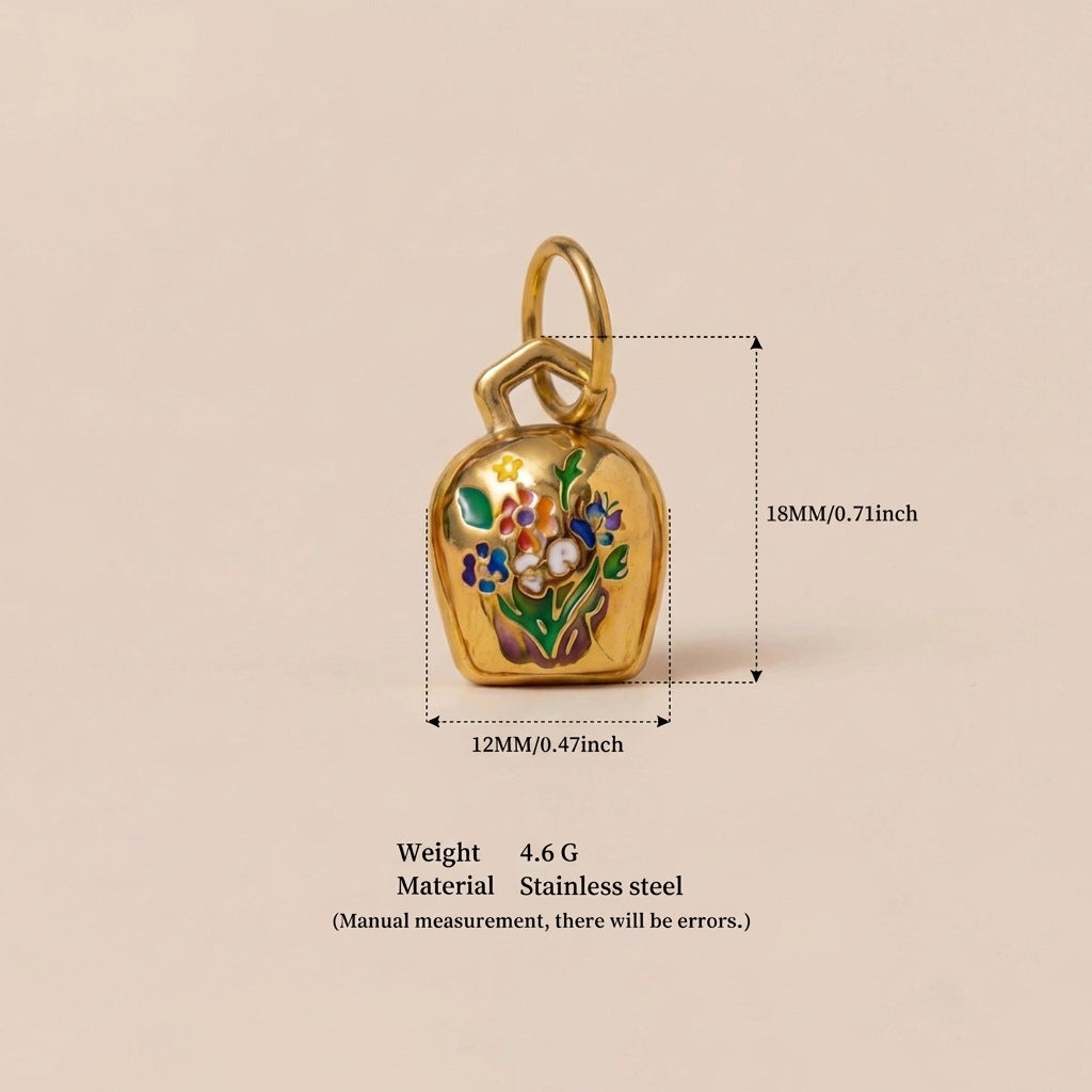 Cute Cat Animal Shape Stainless Steel Ceramic Drip Oil Plated Charm Bar Pendant