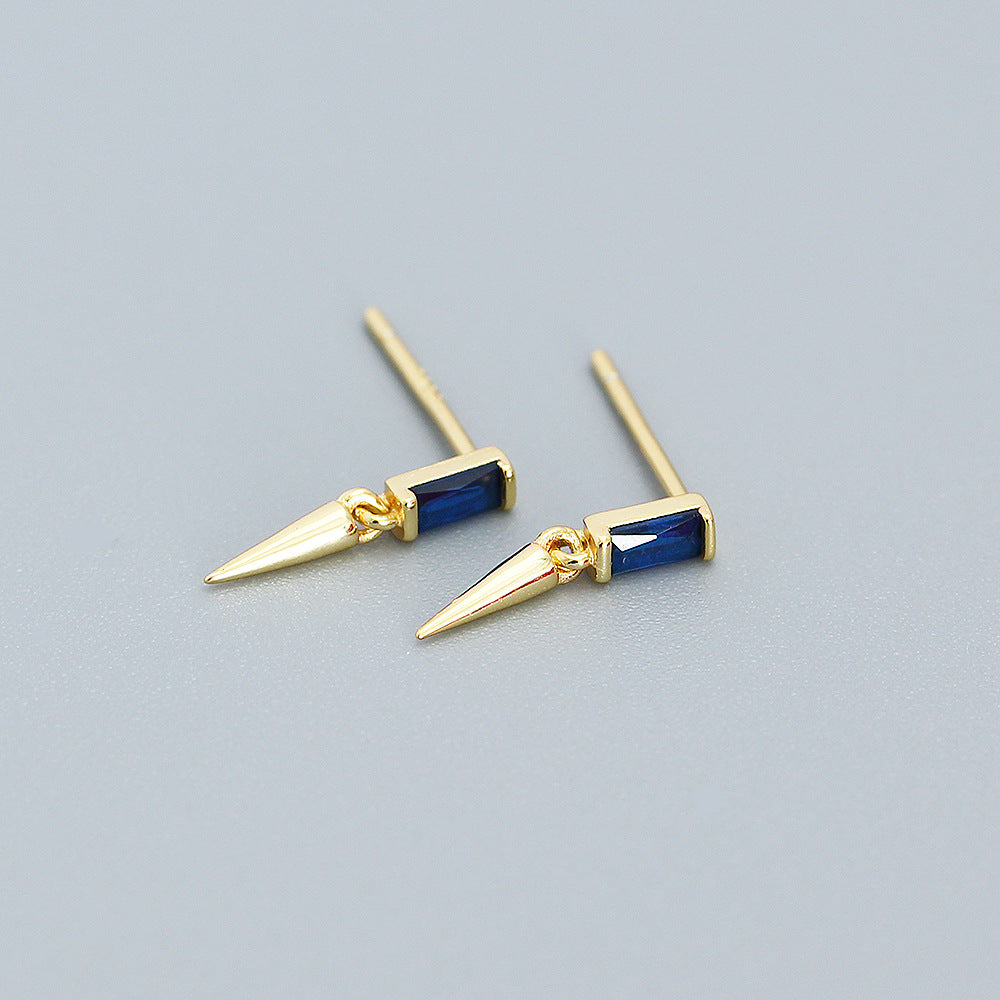 Minimalist 925 Sterling Silver Square Geometric Cubic Zirconia Inlay Earrings