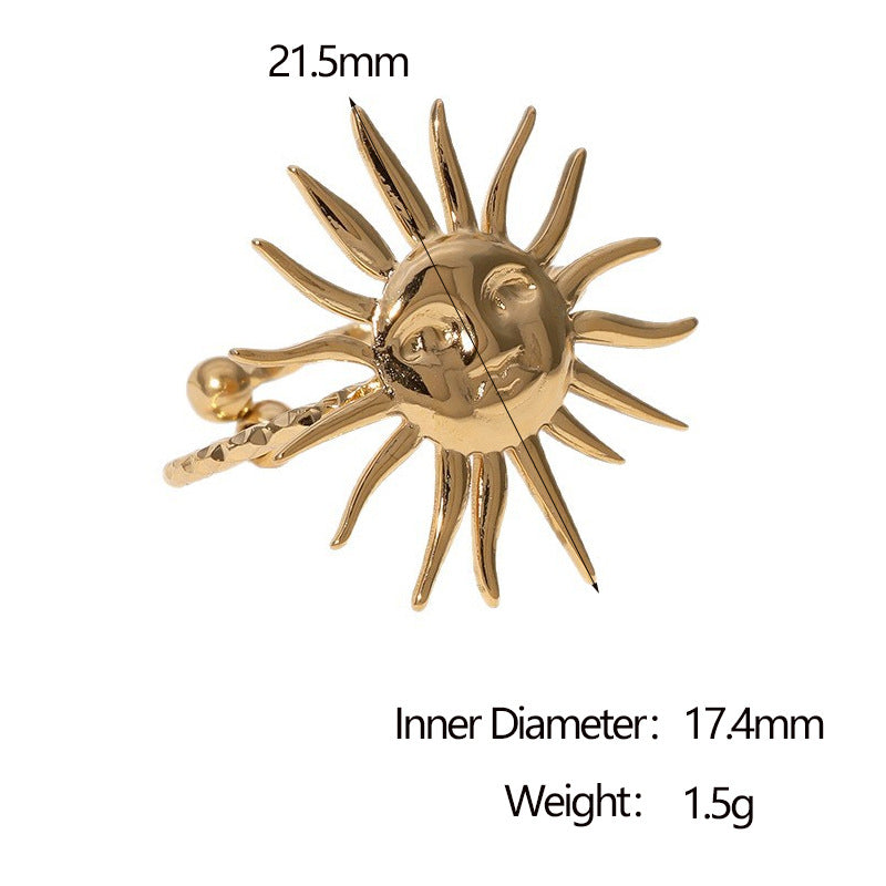 Minimalist Geometric Open Ring 18K Gold Plated Stainless Steel Irregular Design Women Jewelry