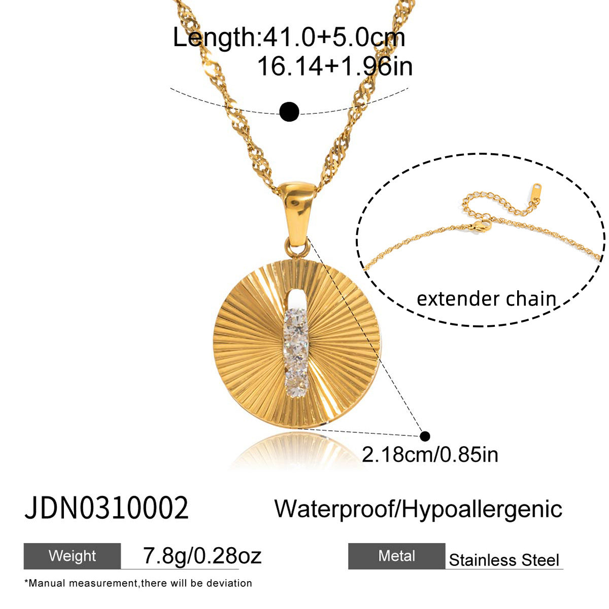 Collana con Pendente Geometrico in Acciaio Inossidabile con Ciondolo in Acciaio al Titanio e Finitura Placcata per Donna