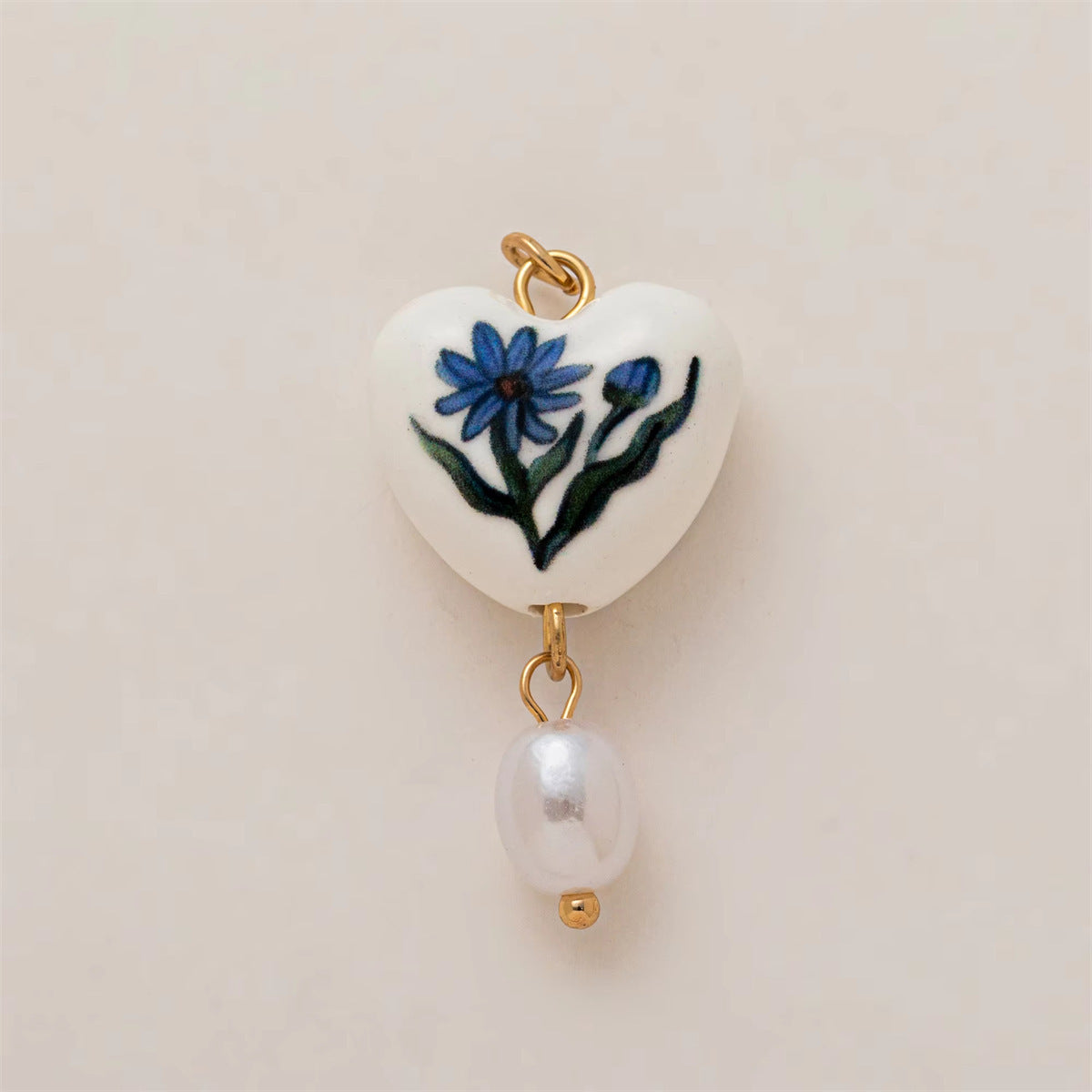 Minimalist Floral Pattern Brass PVD Plated DIY Charm Bar Pendant
