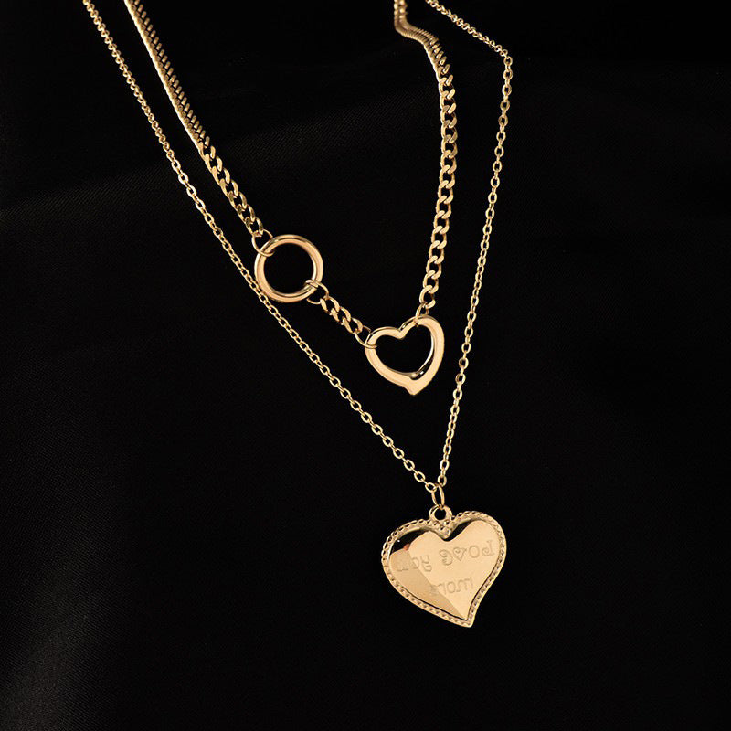 Collana da donna con ciondolo a cuore irregolare minimalista in acciaio al titanio placcato
