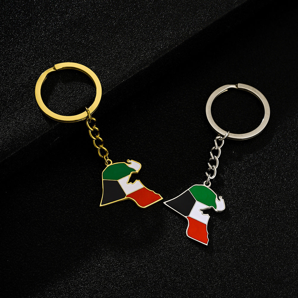 Colgante de Llavero de Acero Inoxidable con Esmalte en Forma de Corazón Estilo Étnico para Hombres y Mujeres