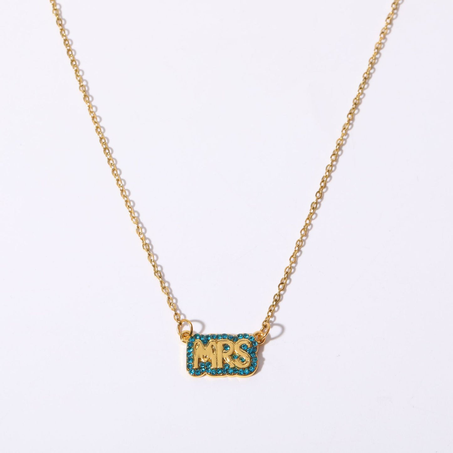 Fashionable Letter-Shaped Titanium Steel Necklace with Colorful Zircon Inlay for Women, Hypoallergenic and Tarnish-Resistant
