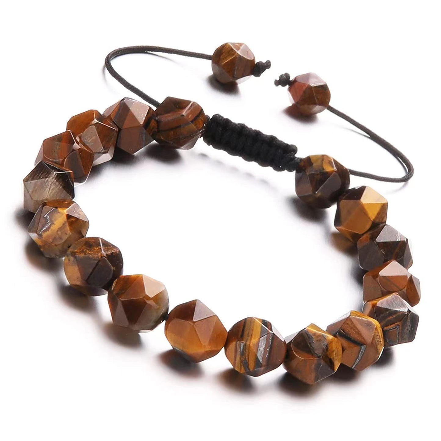 Minimalist Geometric Tiger's Eye Beaded Bracelet Handmade Natural Stone Jewelry Unisex