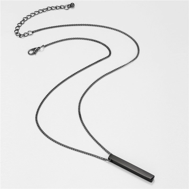 Minimalist Hip-hop Geometric Titanium Steel Plated Alloy Pendant Box Chain Necklace