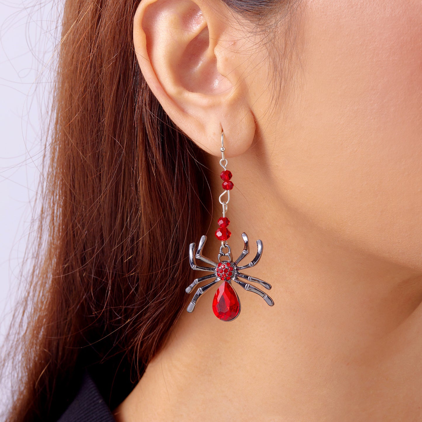 Pendientes de araña góticos de Halloween para mujer de aleación con acabado chapado