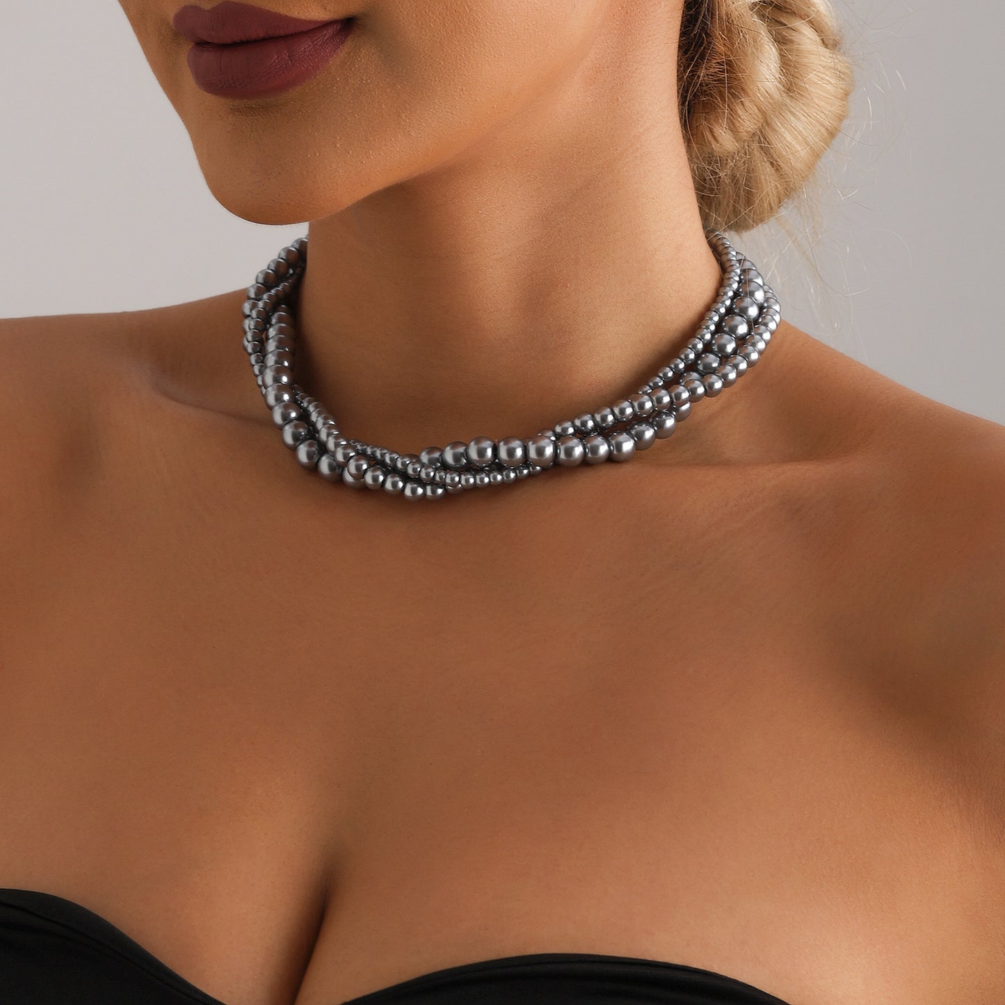 Gargantilla geométrica en forma de U de aleación con acabado galvanizado para mujer, a la moda