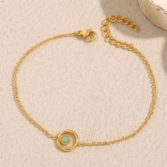 Pulsera de piedra natural chapada en oro de 18 quilates de acero inoxidable geométrico minimalista para mujer