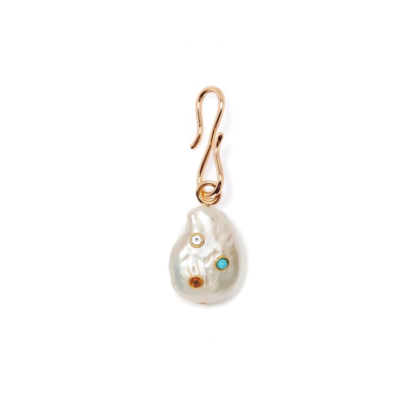 Minimalist Gold Plated Brass Heart and Floral Jade Pendant Charm Bar with Corn Chain