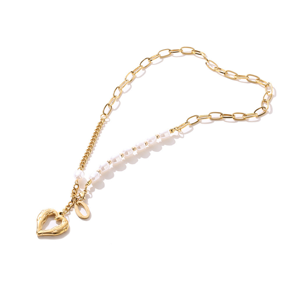 Minimalist Luxe Heart-Shaped Titanium Steel Pendant Necklace for Women with Geometric Design and Versatile Styling