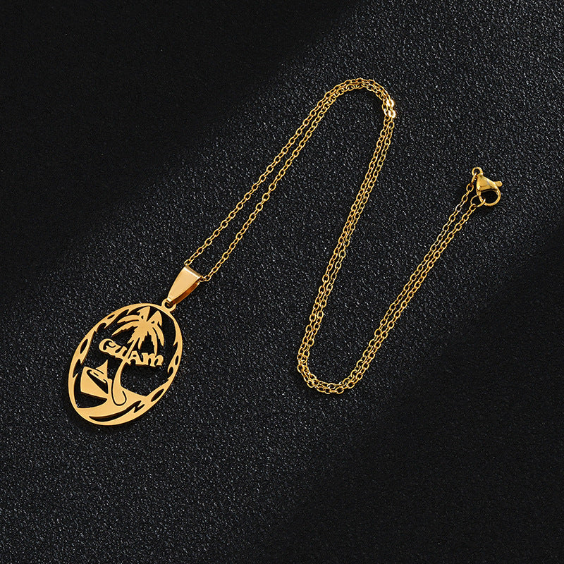 Collana unisex con ciondolo a lettera in acciaio inossidabile di moda, con charm in acciaio al titanio e finitura placcata