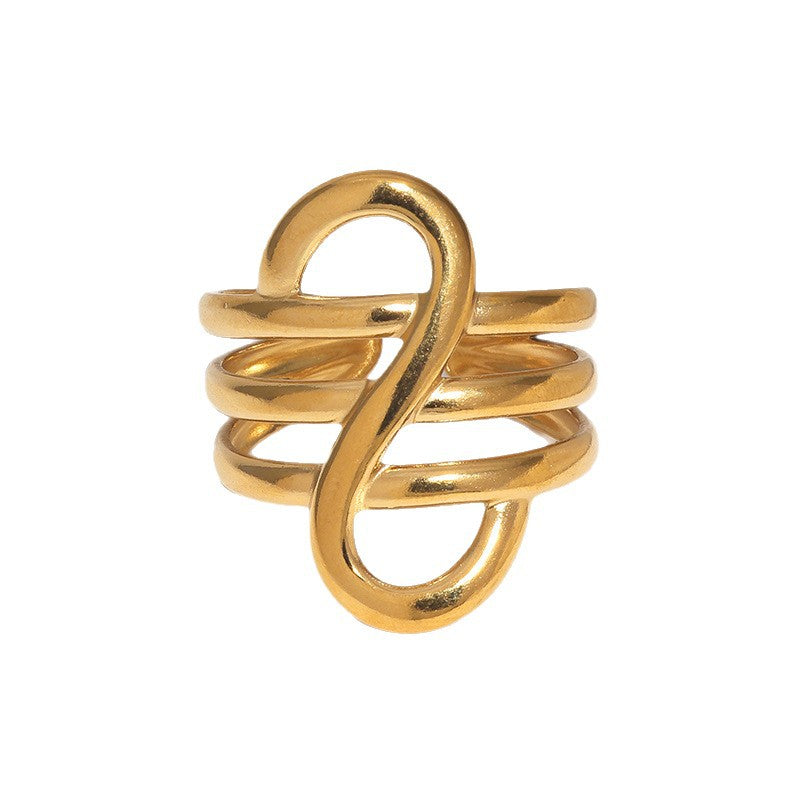 Minimalist Geometric Gold Plated Stainless Steel Open Ring for Women