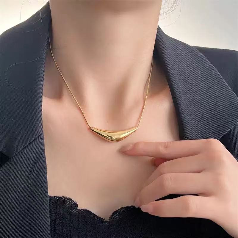Geometric Irregular Smile Face Titanium Steel Plated Necklace for Women